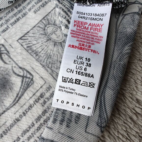 Topshop Y2K Crop Top Women's 6 Square Neck Tarot Wicca Witchy Mesh NWT - Picture 4 of 6